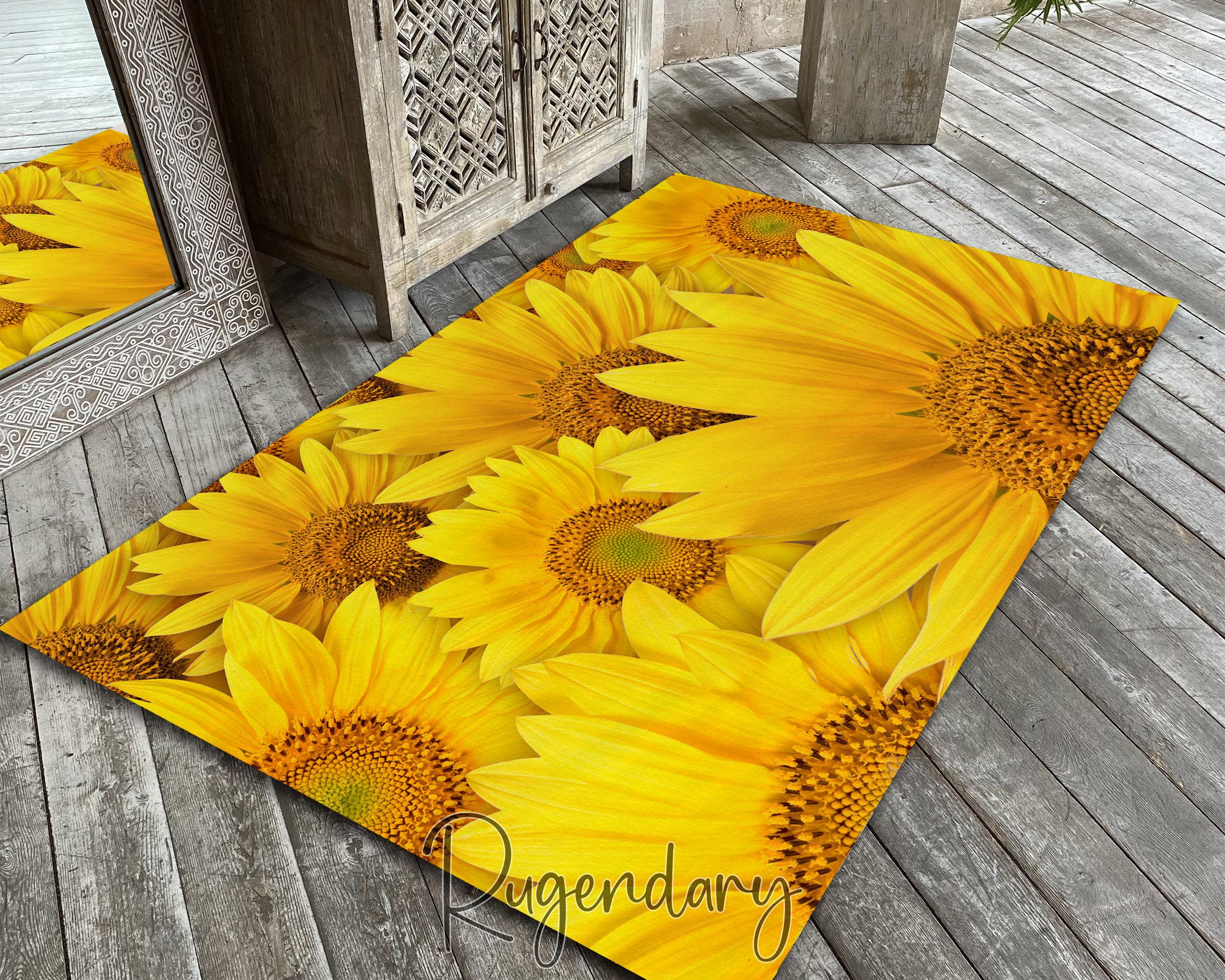 Sunflower Rug: Yellow Floral Carpet, Nature Home Decor - Etsy