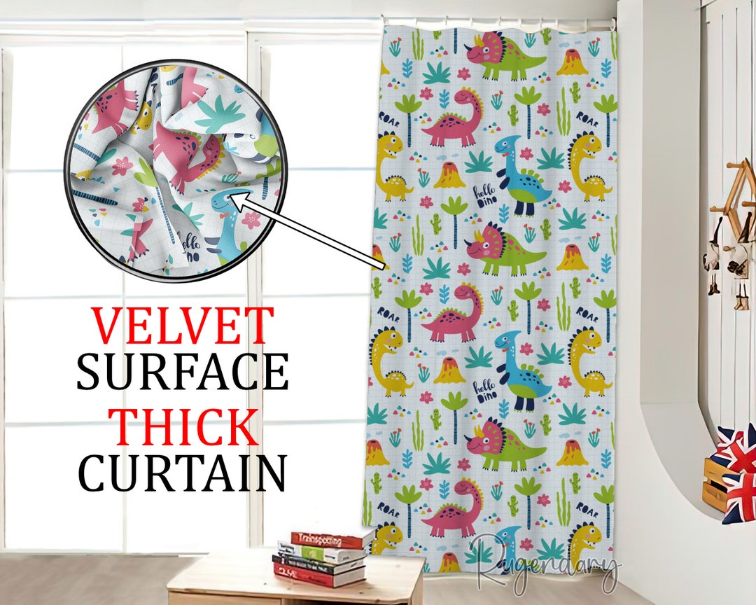 Cute Dinosaurs Curtain for Children Room Soft Thick Baby Etsy