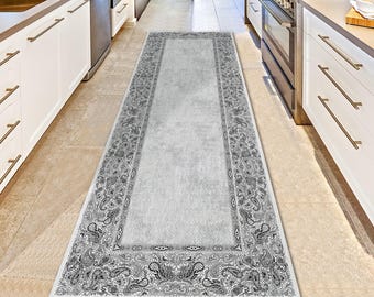 Oriental Runner Rug Black Traditional Entryway Long Carpet