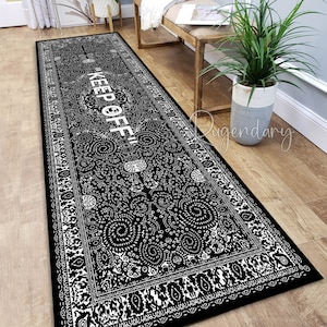 Keep Off Rug, Modern Runner Rug, Cool Rug, Wet Grass Rug Off White, Men Room Decor for Bedroom, Aesthetic Keepoff Mat, Black Keep Off Carpet