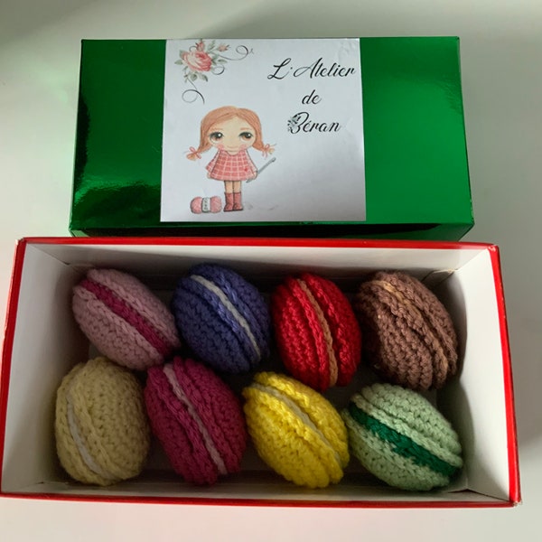 Macarons au crochet - lots de 8 petits gâteaux au crochet