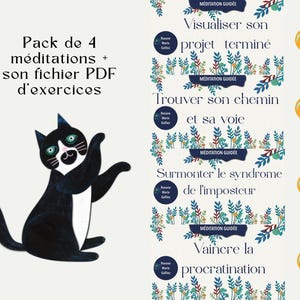 Pack of 4 guided meditations + a 35-page PDF file of personal development exercises: from indecision to action.