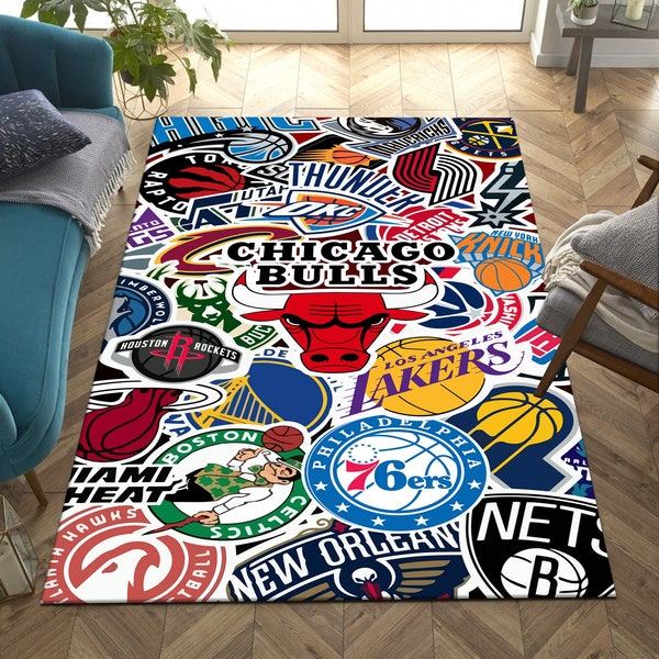 Alfombra de baloncesto, alfombra de equipos, alfombra de la NBA, alfombra de equipo de baloncesto, alfombra personalizada, alfombra de piso, alfombra de área, decoración de baloncesto, alfombra personalizada, alfombra de regalos