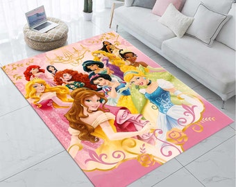 Prinsessen, Kinderkamer Rug, Rapunzel Rug, Sneeuwwitje, Ariel Rug, Fa Mulan Rug, Meisjeskamer Rug, Schattig Rug, Kwekerij Rug, Kinderkamer Decor