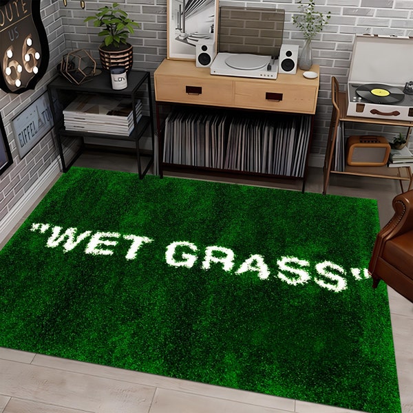 Tapis d’herbe humide, tapis d’herbe, tapis vert, tapis pour salon, tapis personnalisé, tapis de zone, tapis de décoration intérieure, motif d’herbe humide, tapis pour adultes, meilleur tapis