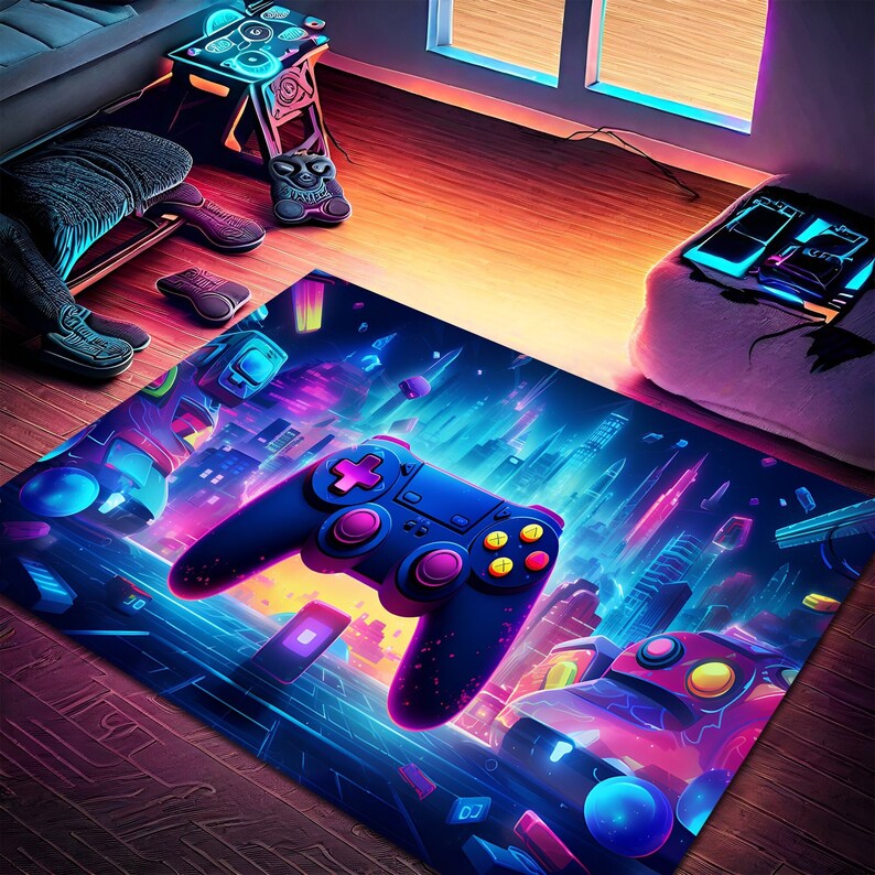 Game Console Rug, Game Room Rug, Gamer Rug, Gaming Rug, Colorful Rug