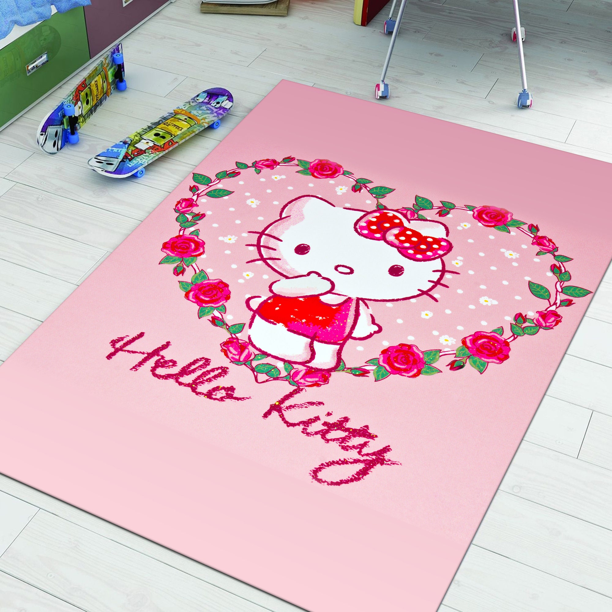 Discover Hello Kitty Rug, Cute Rug, Pink Rug, Kids Room Rug,Baby Room Decor, Popular Rug, Nursery Rug, Gift For Kids
