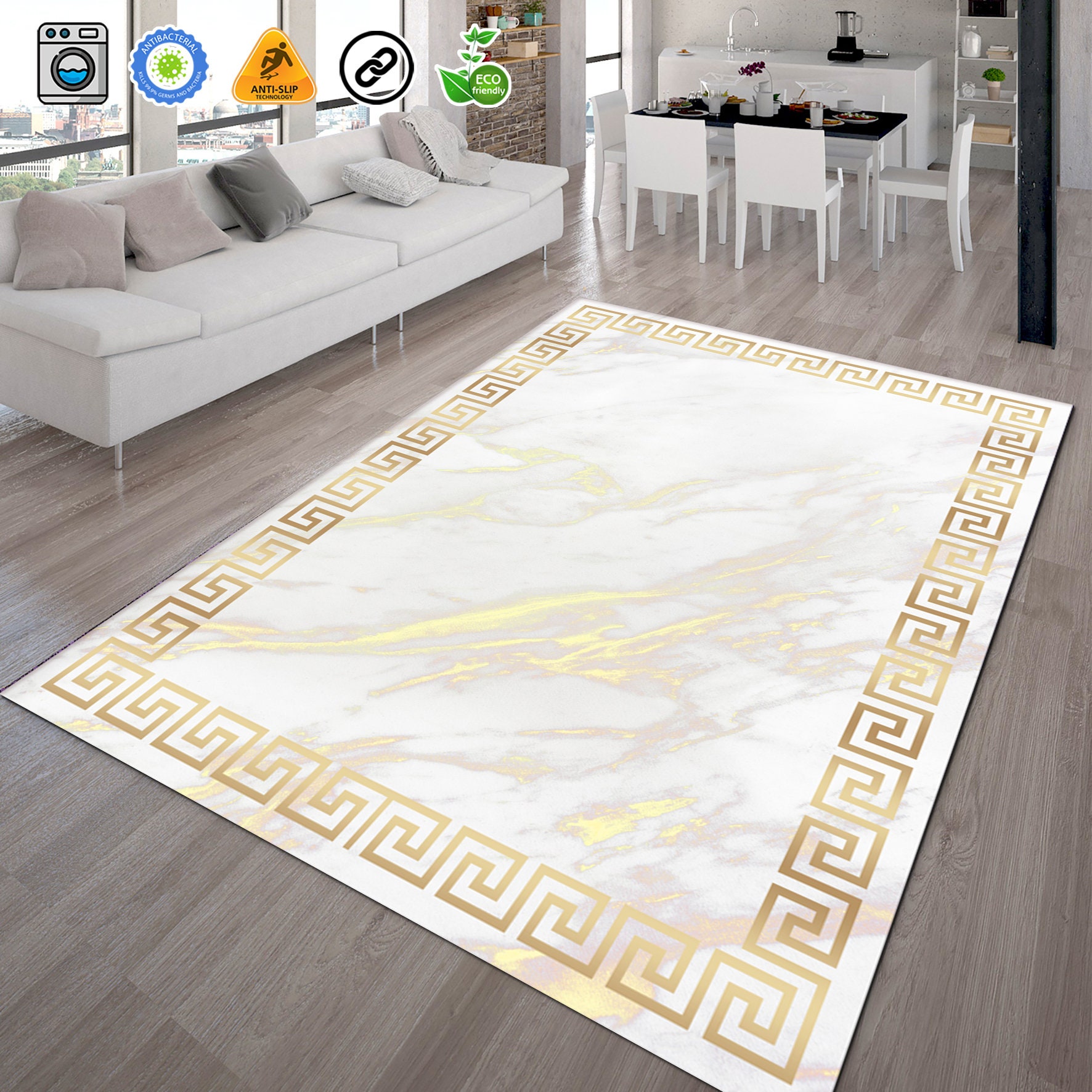 Discover Marble pattern, Gold Framed, Lux Rug, home Decor rug, area rug, bedroom rug