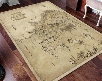 Map Rug, Middle Earth Map Rug,Saloon Rug,Earth rug,Modern rug,Personalized rug, Area rug,Living room rug, Popular rug, LOTR rug, Movie decor