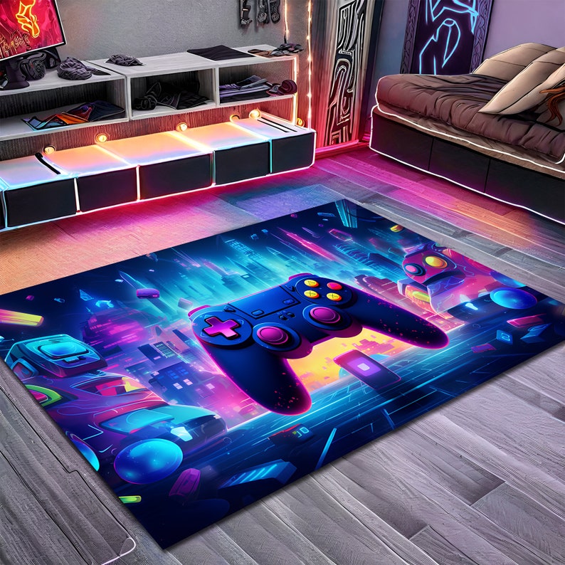 Game Console Rug, Game Room Rug, Gamer Rug, Gaming Rug, Colorful Rug