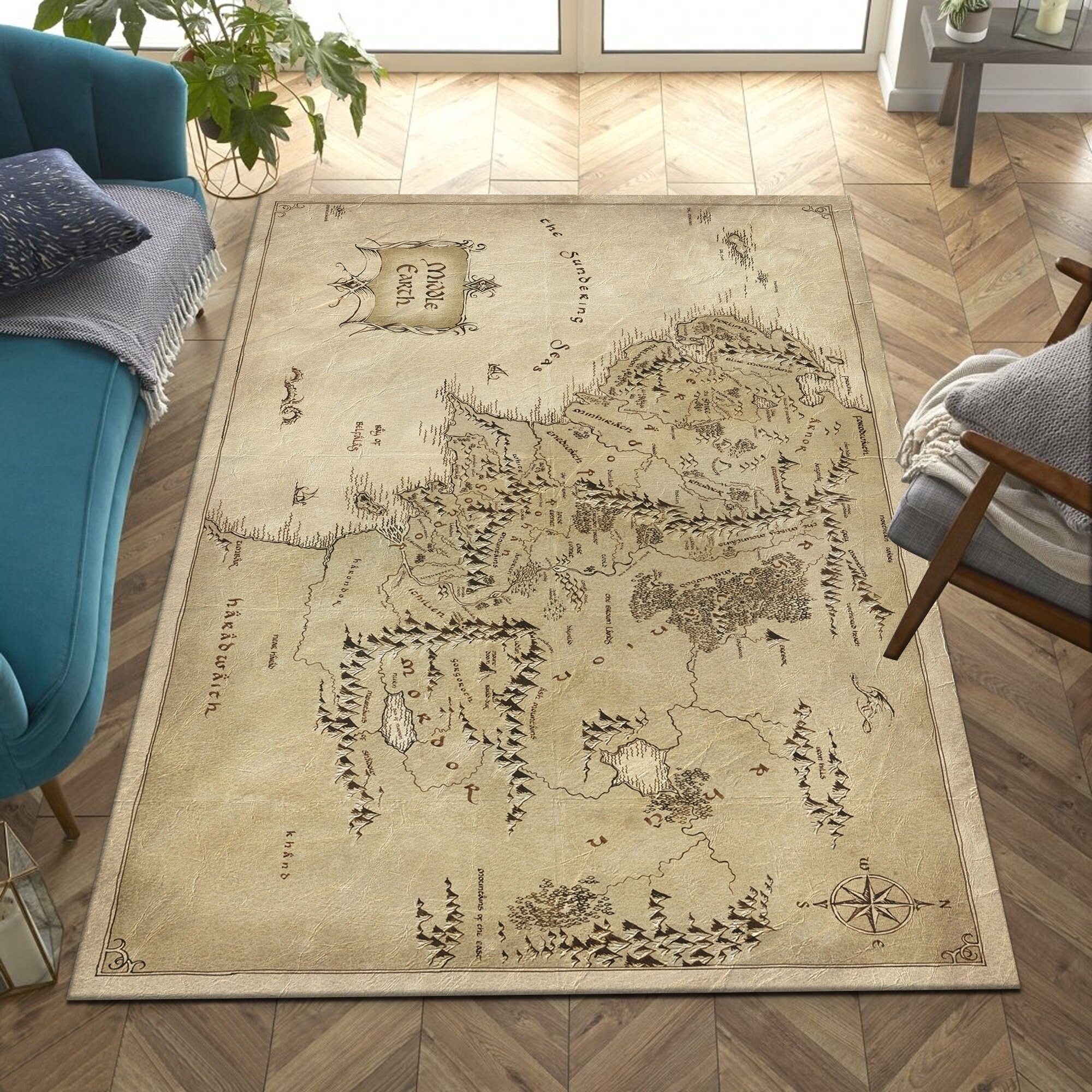 Discover Map Rug, Middle Earth Map Rug, Saloon Rug,Earth rug, Modern rug