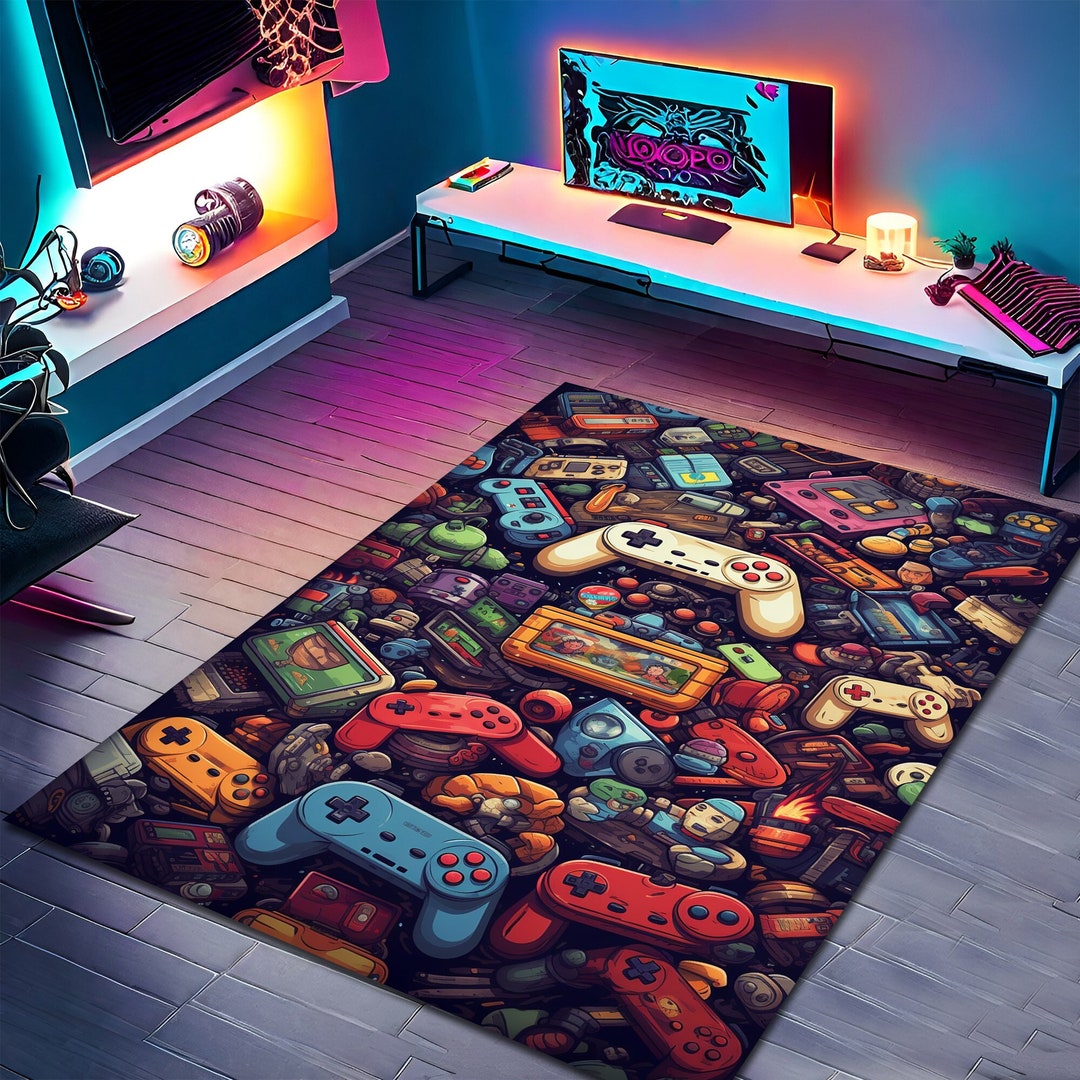 Game Console Rug, Game Room Rug, Gamer Rug, Gaming Rug, Colorful Rug