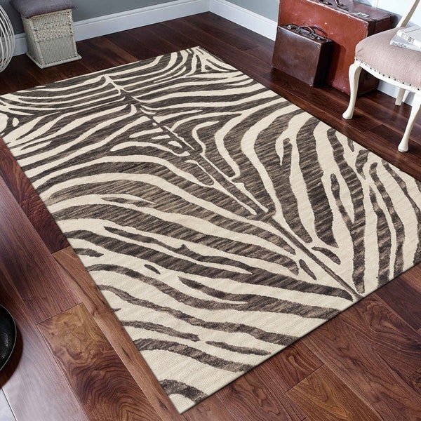 Zebra Pattern Rug, Zebra Design Rug, Area Rug, Home Decor Rug, Salon Rug, Living Room Rug, Bedroom Rug , Washable Rug, Nonslip Rug