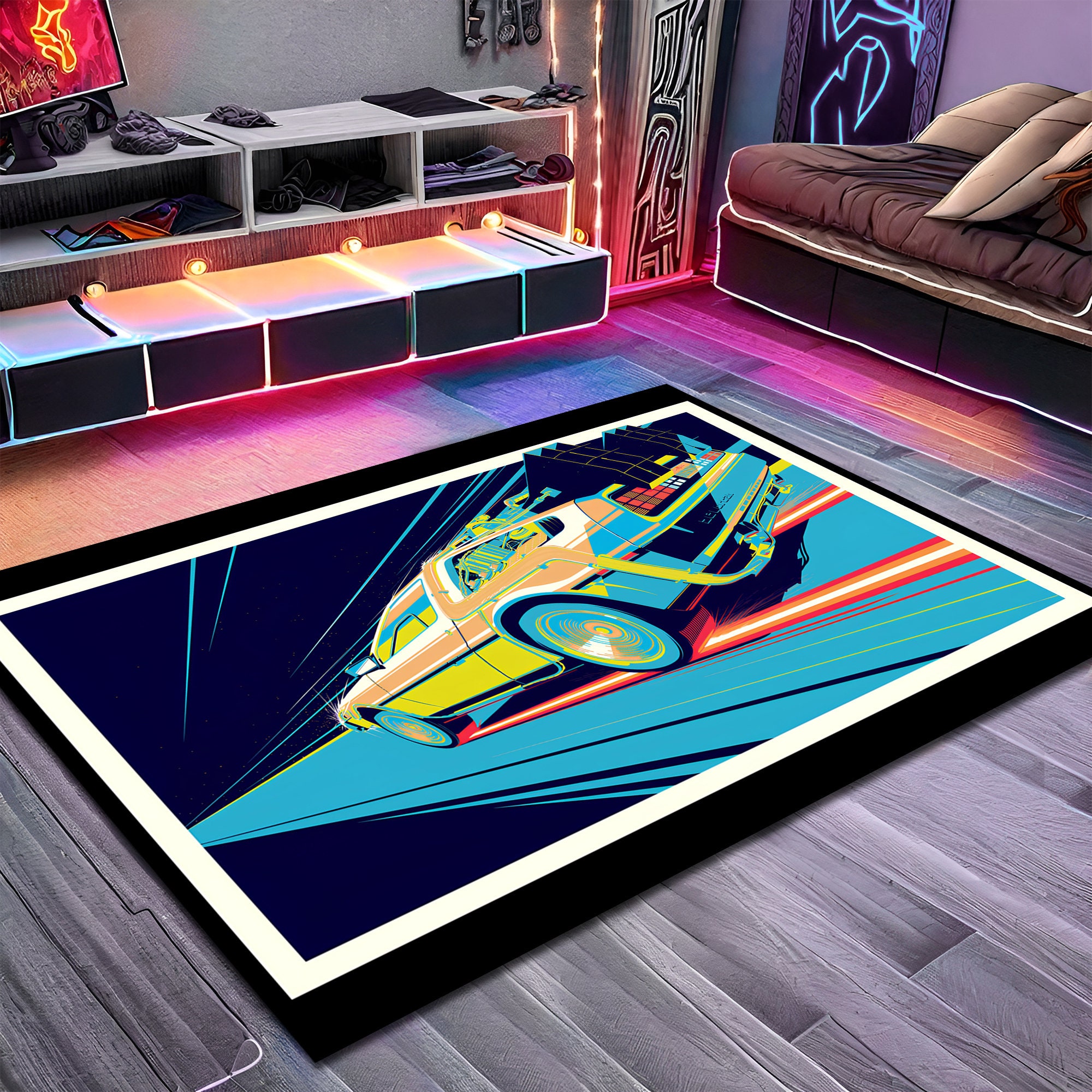 Discover Car Rug, Arcade Rug, Game Room Rug, Arcade Decor, Area Rug,Gamer, Popular Rug