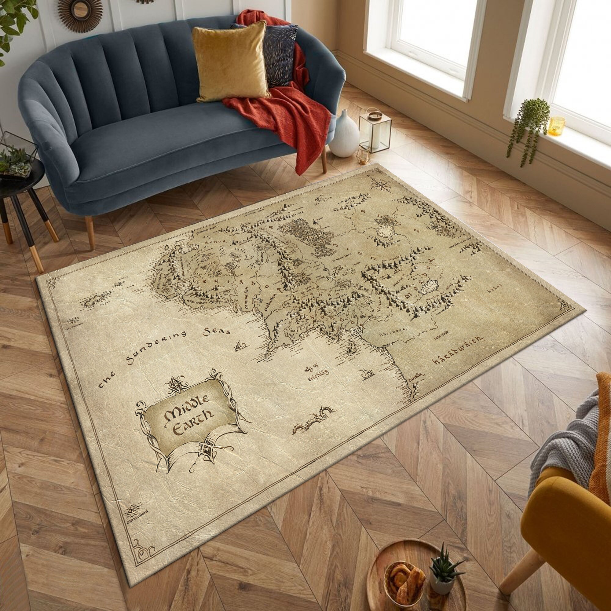 Discover Map Rug, Middle Earth Map Rug, Saloon Rug,Earth rug, Modern rug