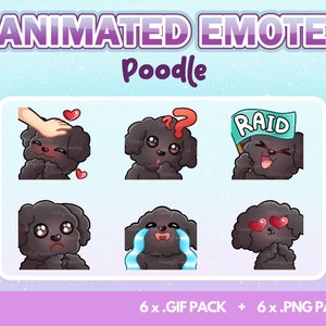 Animated Dog Emote 6 pack Dog Poodle Emotes - Animated Twitch Emotes