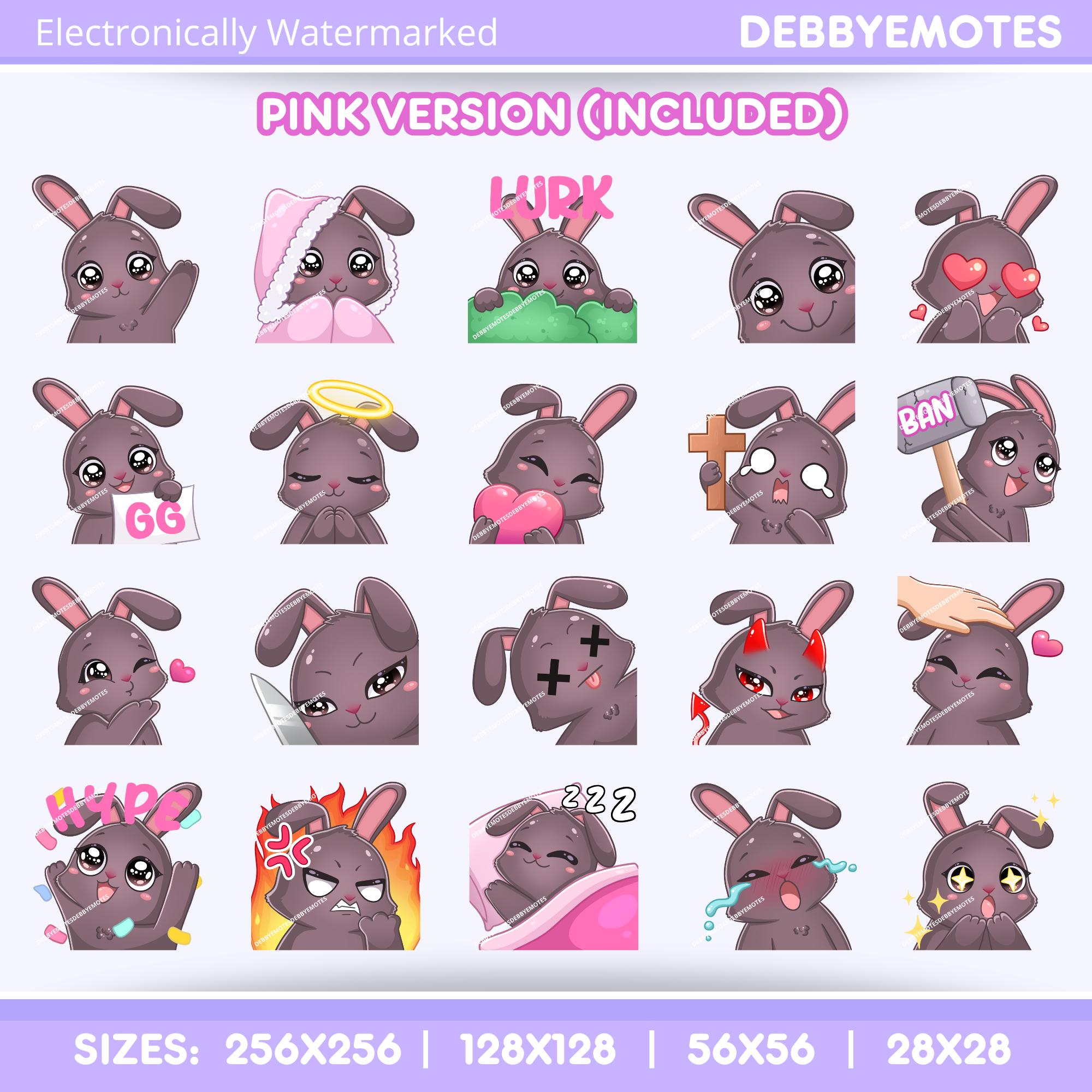 Wicked Rabbit Emotes Bunny Emotes, 20pcs Brown Rabbit Emotes for Twitch, Discord, Tiktok and ...