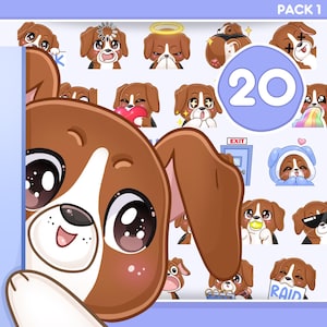 Dog emotes, 20 pcs Beagle emotes for Twitch, discord, kick, tiktok and any stream and chat [BEAGLE]