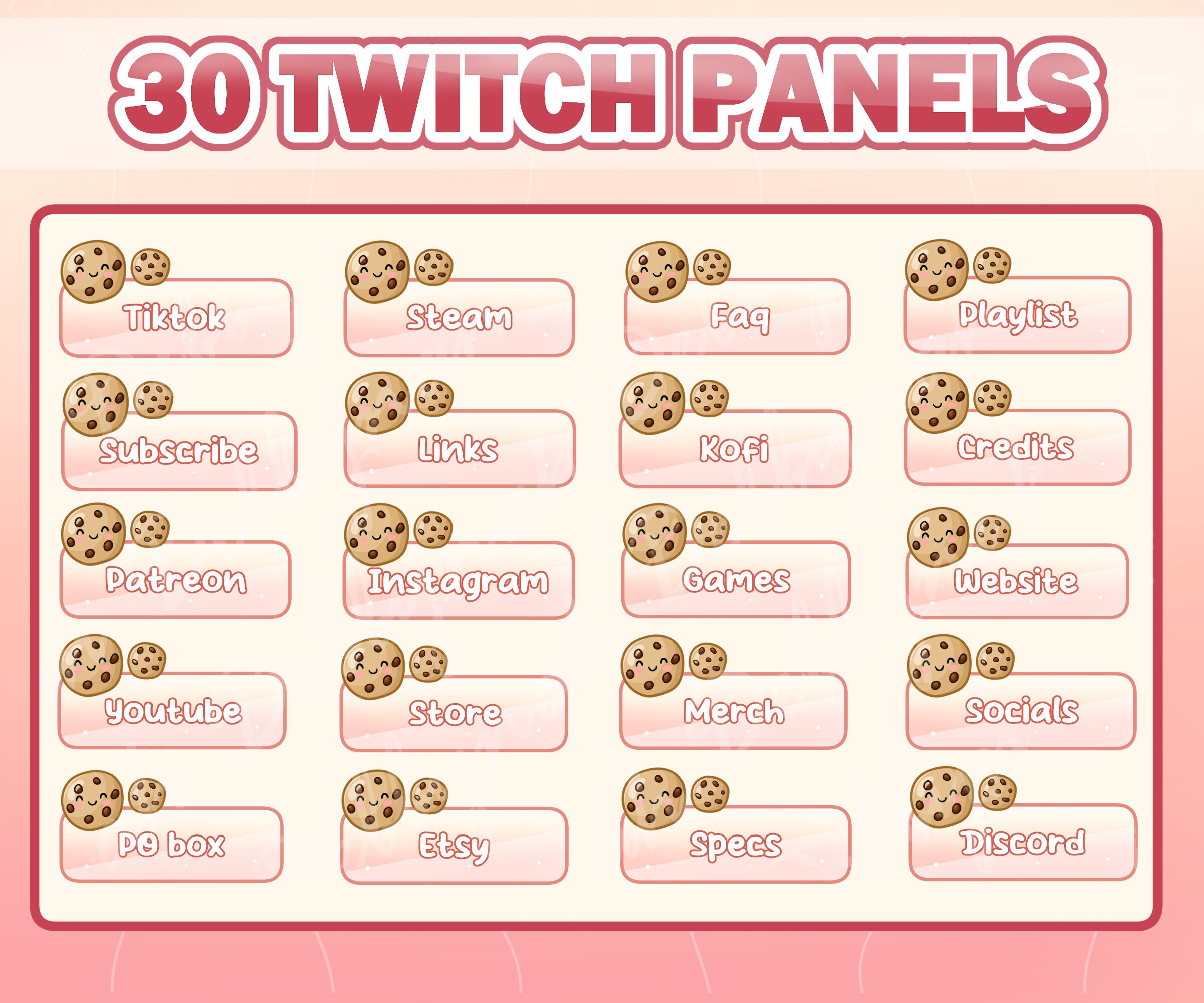 Twitch Panels Cookies for Twitch Banner Stream Schedule - 30 Panels ...
