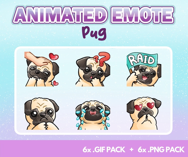 Question Mark Pug Animated Dog Emote Cute Pug Emotes Twitch - 6 Emotes Pack - Etsy