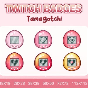 Twitch Sub Bit Badges Cute Pink Tamagotchi - 6 Pack Bit/Sub Badge
