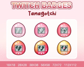 Distintivi Twitch Sub Bit Simpatico Tamagotchi rosa - Confezione da 6 distintivi Bit/Sub