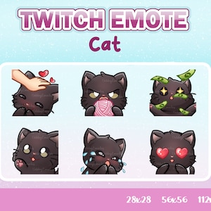 Twitch Cat Emotes For Twitch, Discord and Youtube 6 Pack Emotes - Black Cat Emotes