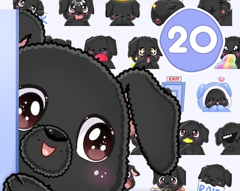 Emotka na cani i barboncini, 20 pezzi na Twitch, Discord, Kick, Tiktok i kwalifikacyjne przesyłanie strumieniowe i czat [Barboncino / KOLOR: Nero]