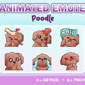 Emote de cachorro animado Twitch Emote engraçado animado de cachorro Chibi - Poodle Emotes