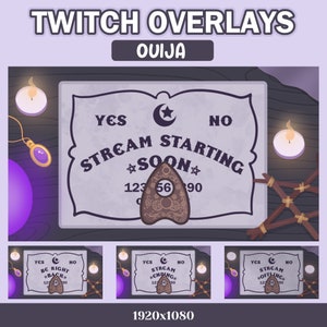 Cozy Halloween Overlays, Twitch Animated Stream Scenes for Horror Live Streaming - Ouija Board Twitch Overlays