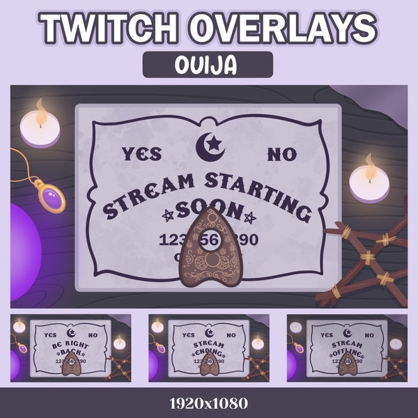 Horror Twitch Overlays, Animated Stream Scenes for Horror Live Streaming - Ouija Board Twitch Overlays