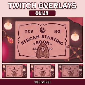 Halloween Twitch Overlays, Pink Animated Overlay for Horror Live Streaming - Ouija Overlays