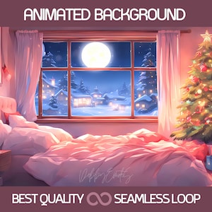 クリスマス Vtuber 背景、アニメーション Vtuber オーバーレイ、バーチャルルーム背景、Vtuber ストリーム デザイン、Vtuber アセット