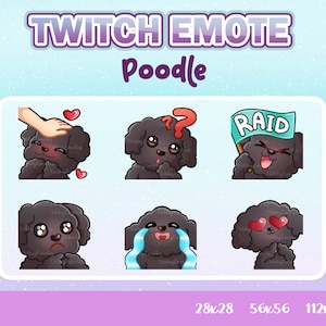 Emotes Twitch Dog For Twitch, Discord and Youtube 6 Pack Black dog Emotes - Poodle Emotes