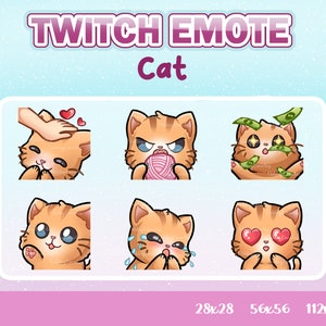 Twitch Cat Emotes 6 Pack Emotes Cute for Twitch Discord and Youtube