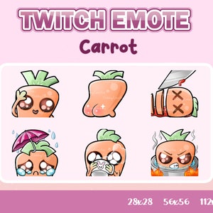 Carrot Emotes Twitch 6 Pack Emotes for Discord and youtube