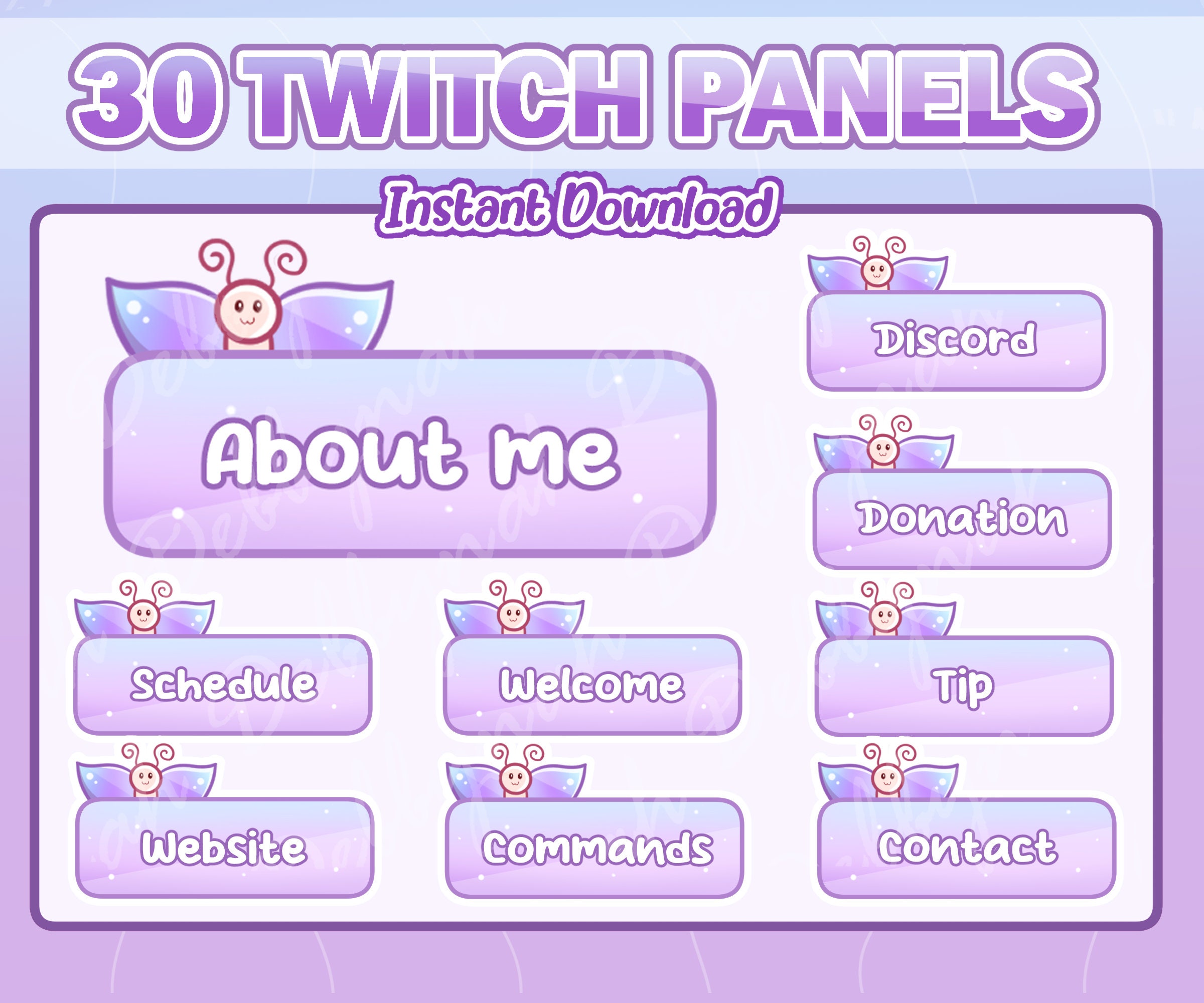 Twitch Panels Butterfly for Twitch Stream Schedule - 30 Violet Panels ...