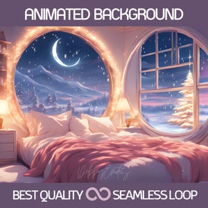 クリスマス Vtuber 背景、冬のアニメーション背景、バーチャルルーム背景、Vtuber ストリームデザイン、Vtuber アセット、Vtuber オーバーレイ