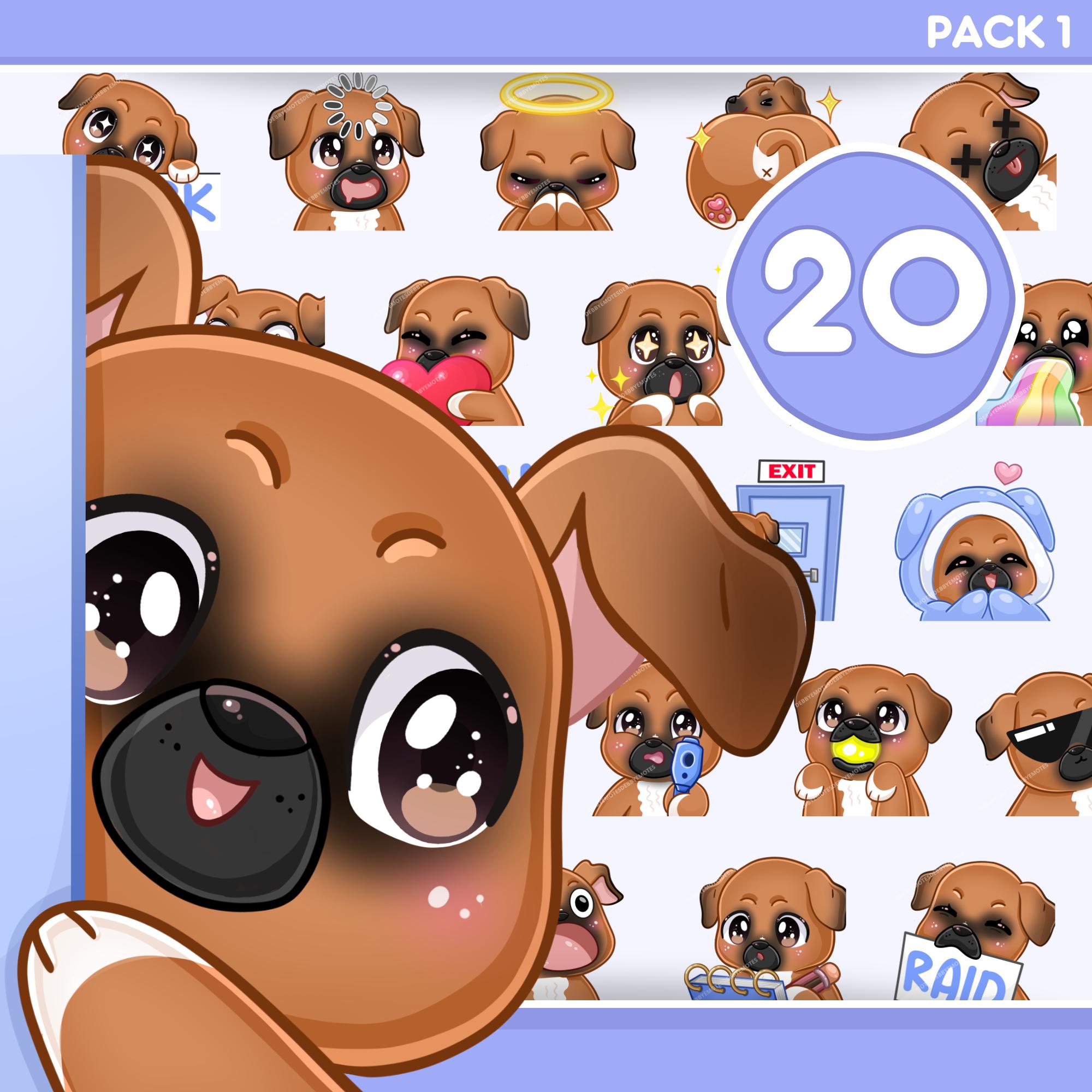 Emote Twitch Dog, 20 punktów Emote Boxer na Twitch, Discord, Kick, TikTok i nie tylko do streamingu i czatu [BOXER]