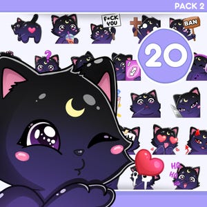 Moon Cat Emote, 20 Pieces of Cat Emotes for Twitch, Discord, Tiktok and Any Stream and Chat