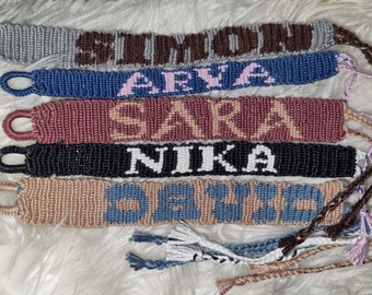 Handmade Woven Name Friendship Bracelet: Personalized Cotton Jewelry