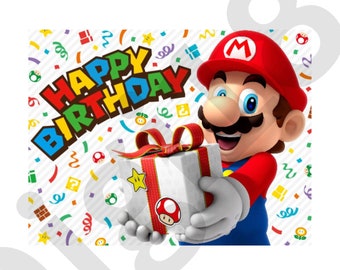 Super Mario Happy Birthday SVG PNG Jpg silhouette Cut File happy Birthday cricut sublimation transparent Background mario yoshi Etsy