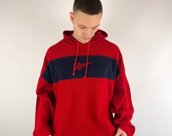 Vintage 90s Red & Navy Reebok Hoodie Fleece