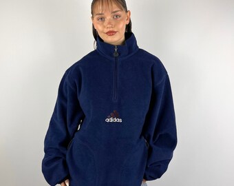 Vintage 90s Navy Adidas Quarter Zip Fleece