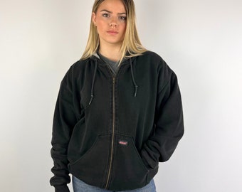 Sweat à capuche noir avec fermeture éclair Dickies Y2K