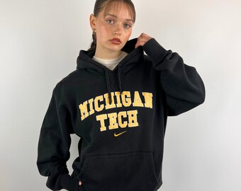 Vintage Y2K Black Nike Michigan Tech Hoodie