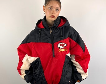 Vintage 90s Black, Red & White Kansas City Chiefs Pro Player Coat