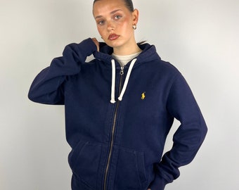 vintage Ralph Lauren - Sweat à capuche bleu marine avec fermeture éclair Y2K