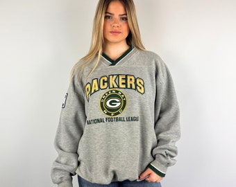 Vintage Y2K Grau Lee Sport Grün Bay Packers Sweatshirt