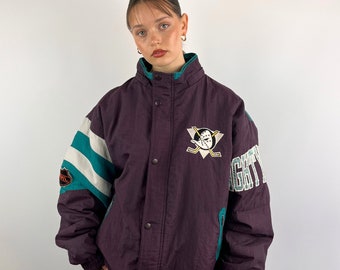 90s Purple & Turquoise NHL Anaheim Mighty Ducks Starter Coat